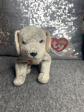 Tricks The Dog: Ty Gray Plush Dog with Red Tongue Detail